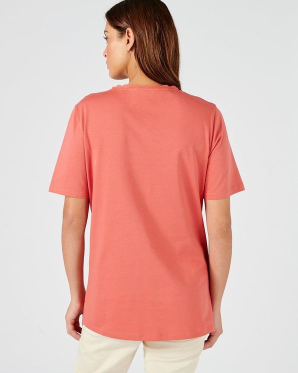 T-shirt pur coton col fantaisie