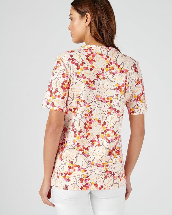 Gebloemd T-shirt in zuiver katoen