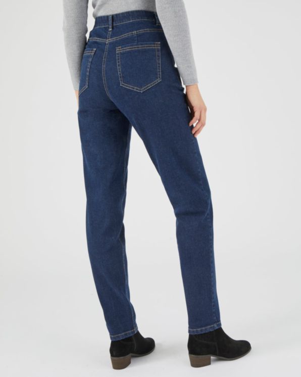 5-pocketjeans in stretchkatoen, mom fit met hoge taille