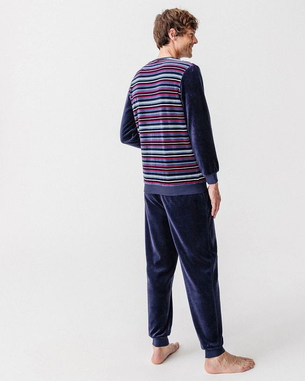 Pyjama in gestreept velourstricot