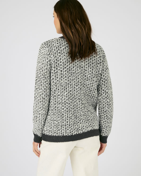 Cardigan in lustricot met jacquard, wolmix met stretch