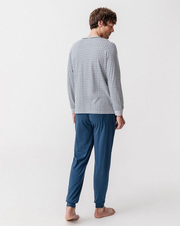 Pyjama maille jersey coton mélangé imprimé cravate