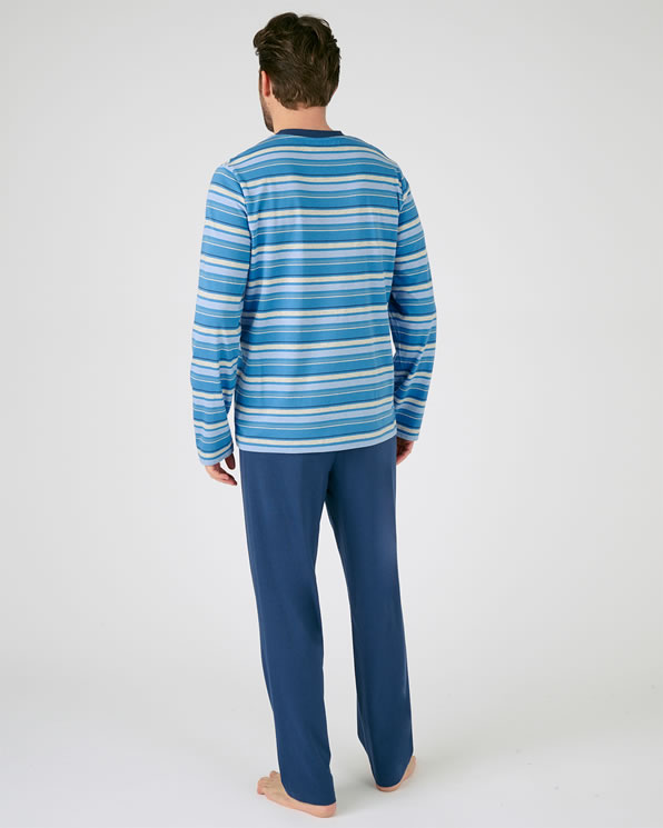Gestreepte pyjama in katoenjersey Pyjama s kamerjassen Damart Belgie