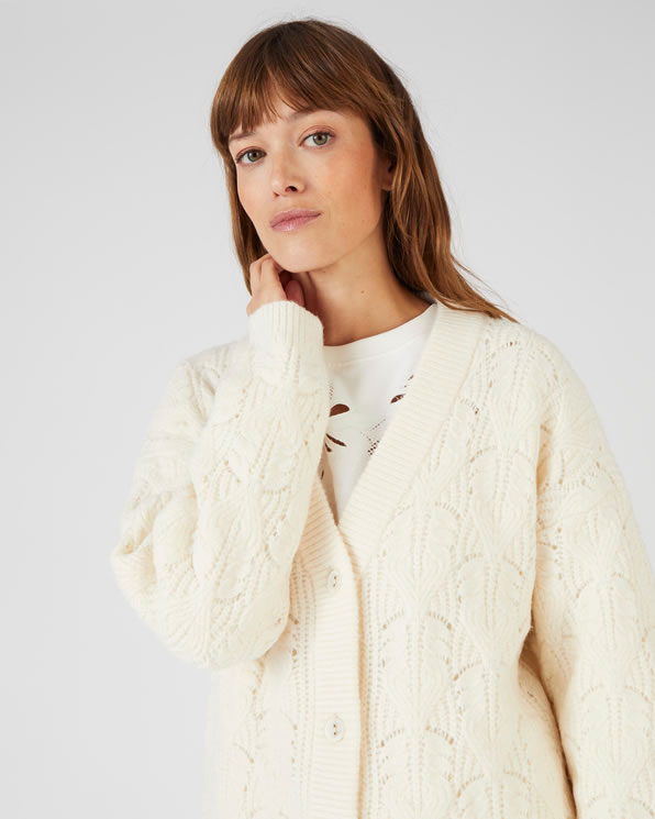 Lange cardigan in pareltricot, Thermolactyl