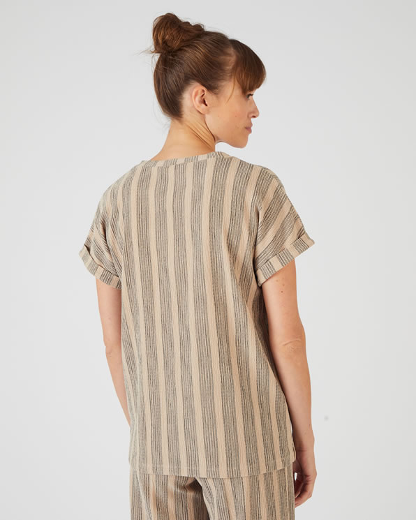 T-shirt in getextureerd tricot met streepjes