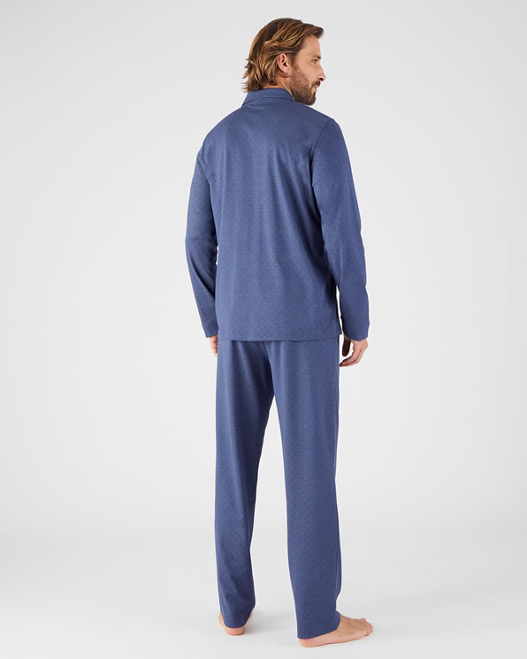 Pyjama met knopen in katoenjersey met fijne print Pyjama s kamerjassen Damart Belgie