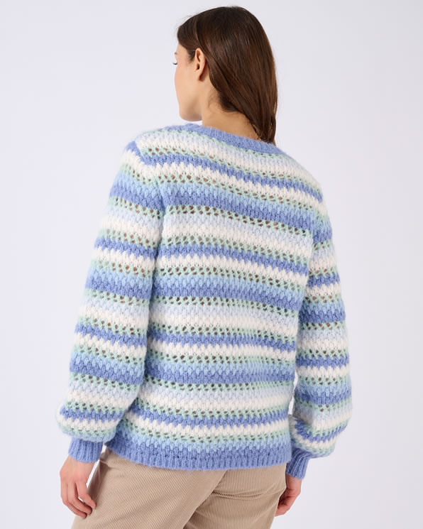 Pull manches ballon rayé