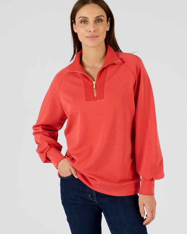 Fleece sweater Troyer kraag met ritssluiting