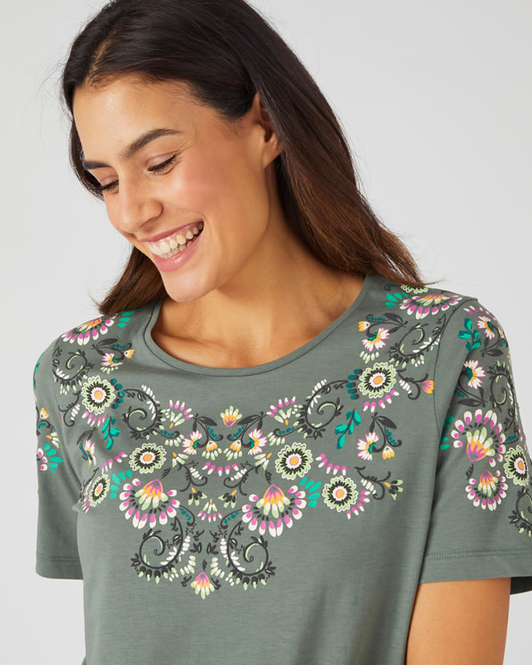 T-shirt impression reliefée pur coton