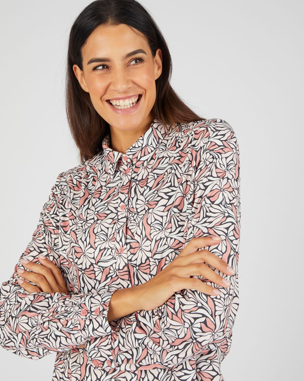 Overhemdblouse van warm tricot