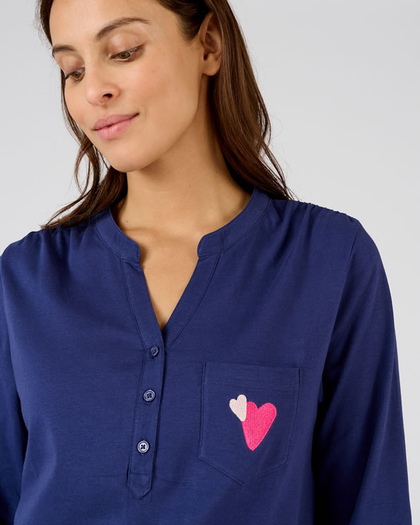Pyjamashirt van zuiver gekamd katoen