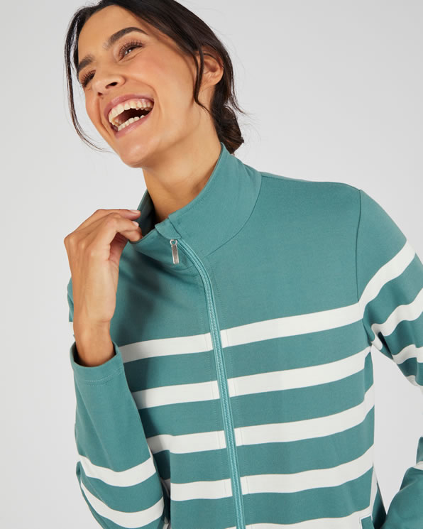 Casual gestreept fleece jack