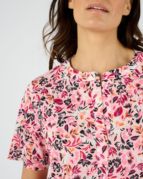 Tuniek van crêpetricot met stretch en bloemmotief