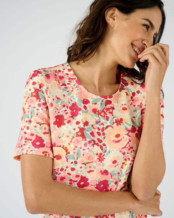 T-shirt van interlock mesh met reliëf
