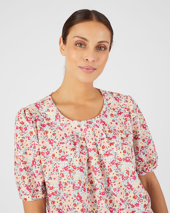 Blouse van crêpe met reliëf en stretch