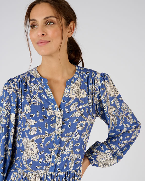 Jurk met lagen vezels pure viscose Lenzing™ Ecovero™