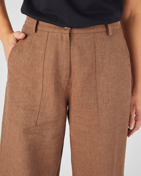 Broek met wijde pijpen van een mix van linnen en katoen
