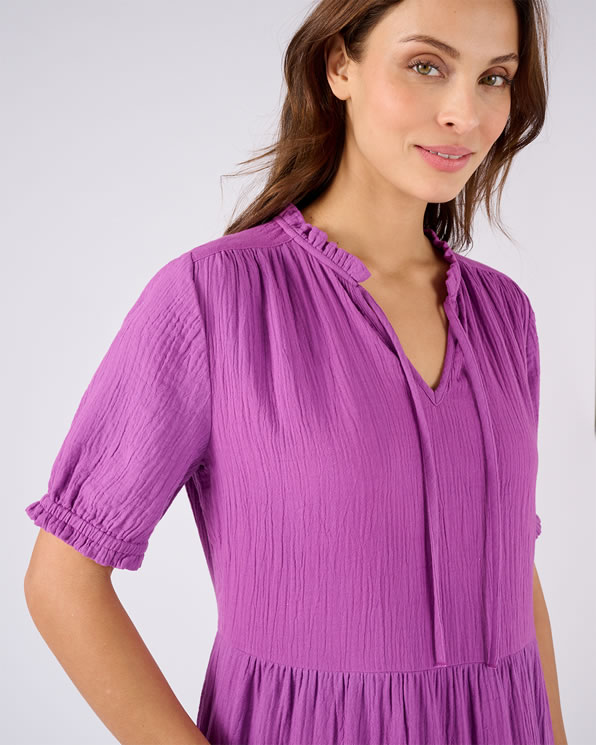 Robe à volants en gaze de coton