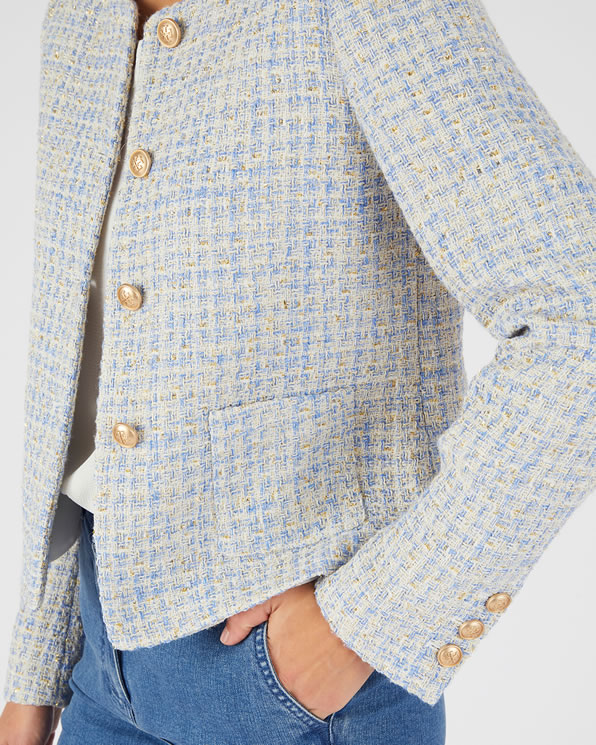 Tweed jasje met ruitjes en glanzende garen