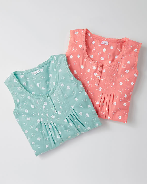 Lot de 2 chemises de nuit pur coton peigné