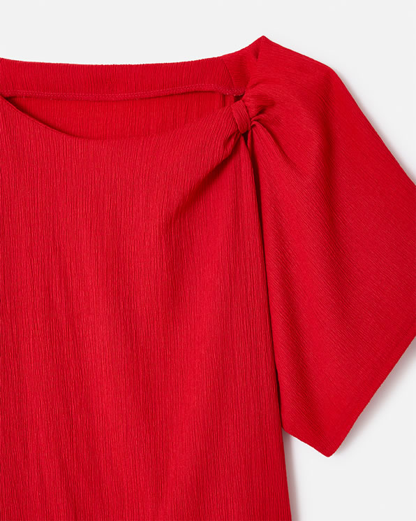 T-shirt van getextureerd tricot met sierkraag