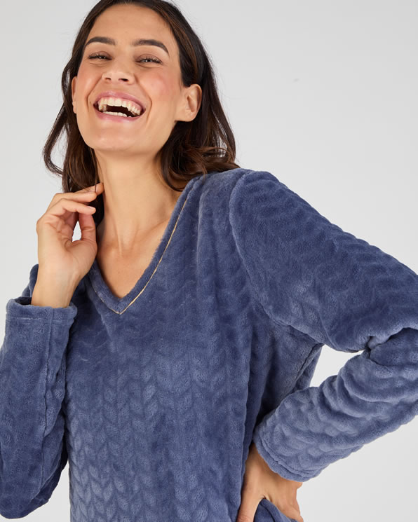 Thermolactyl nachthemd van tricot met reliëf