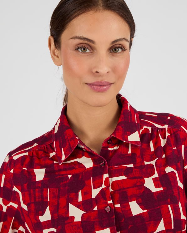 Lenzing(TM) EcoVero(TM) viscosevezel vloeiende gebreide blouse