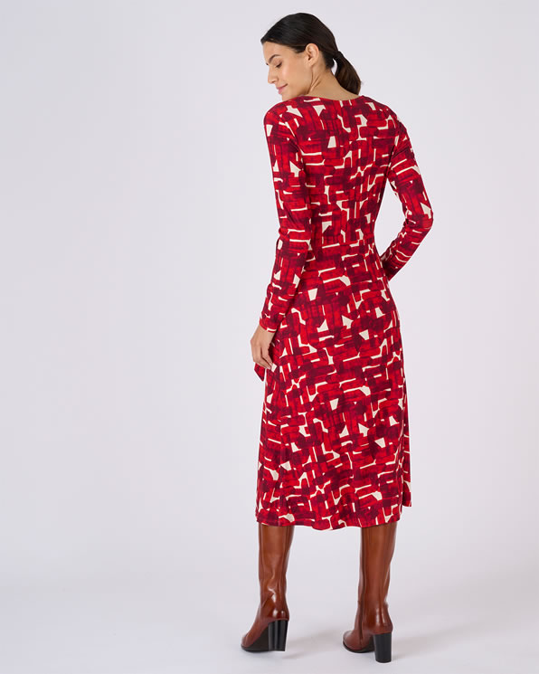 Jurk van tricot met wikkeleffect viscosevezels