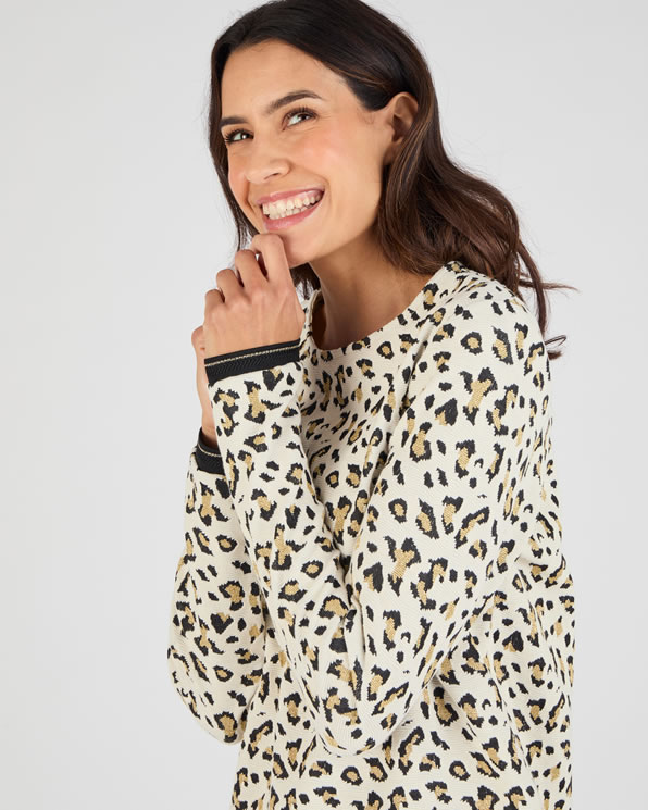 Sweatshirt van jacquardtricot met dierenprint