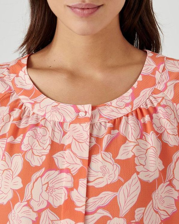 Blouse in crêpe met reliëf, stretchstof met print