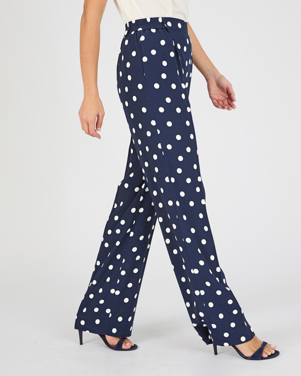 Broek wijd soepele viscose stippenprint
