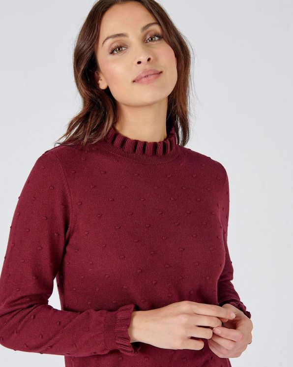 Pull col volanté maille fantaisie fine et chaude