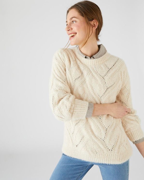 Pull maille poilue et fantaisie