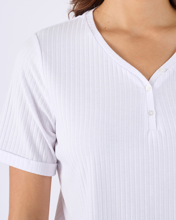 T-shirt col tunisien boutonné