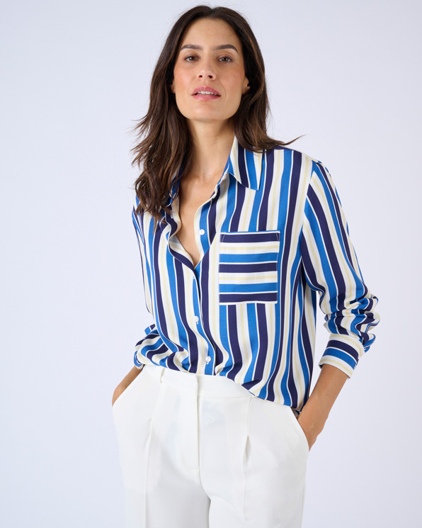 Chemisier rayures graphiques pure viscose