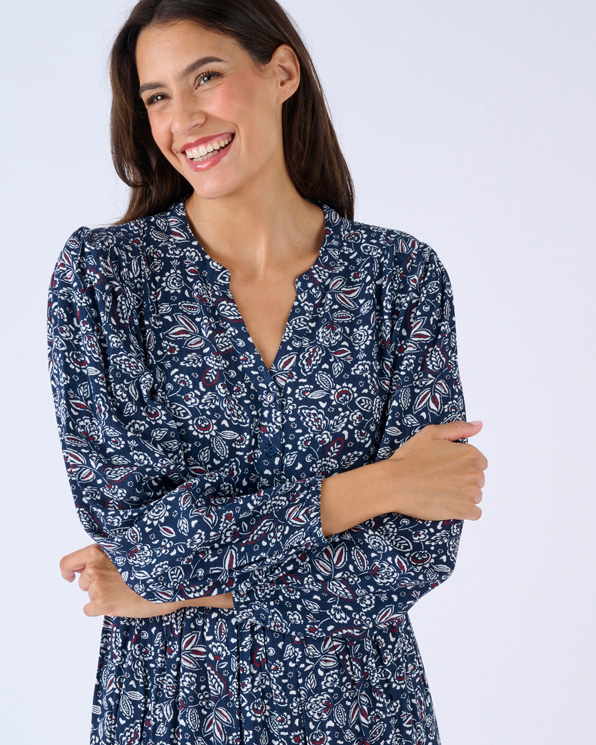 Lange jurk zuivere viscose reliëf