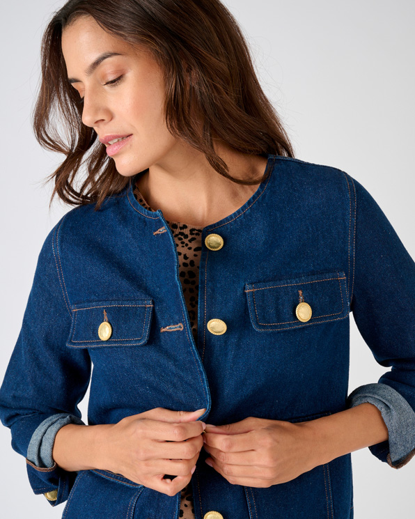 Veste en jean à boutons chic
