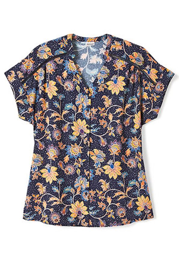Gebloemde blouse in jacquard met reliëf