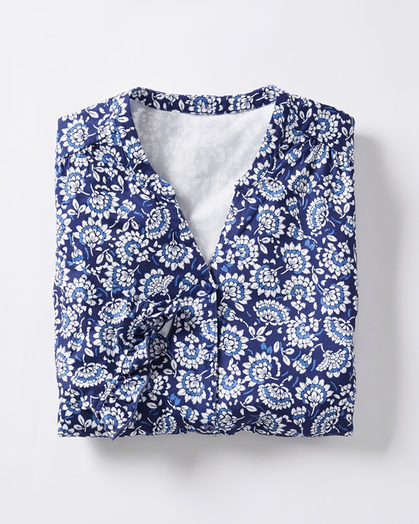 Blouse in gebloemd tricot met stretch