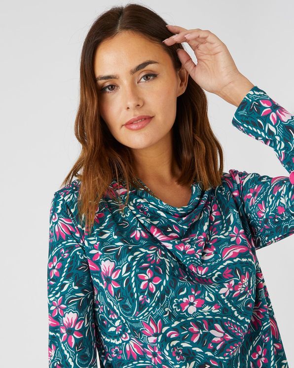 Gebloemd T-shirt in crêpe
