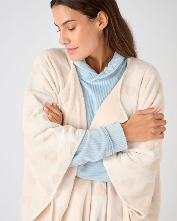 Poncho fleece met Thermolactyl-label