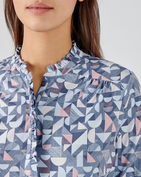 T-shirt met volant en geometrische print, gerecycleerde vezels*
