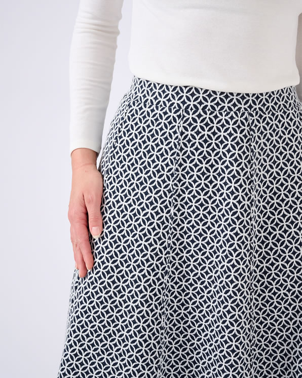 Uitlopende rok in stretch jacquard breisel