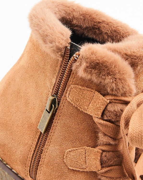 Boots à lacets + zip croûte de cuir vachette Thermolactyl