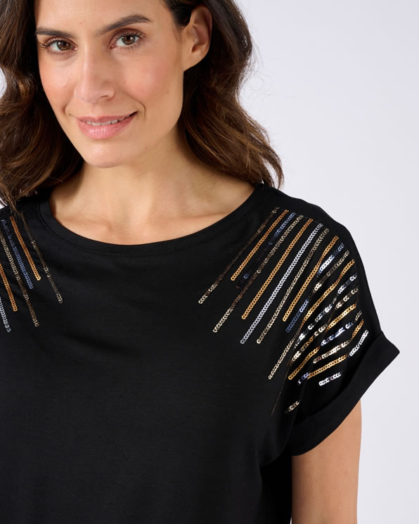 T-shirt van jerseytricot met lovertjes