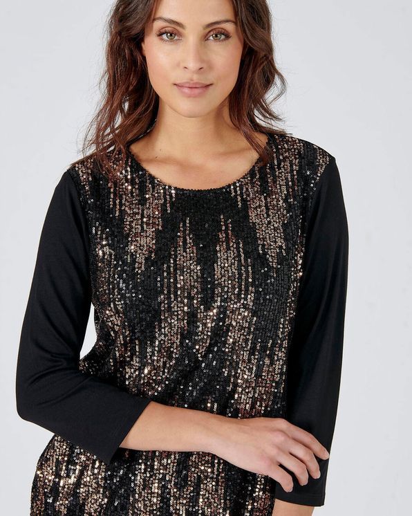 T-shirt met 3/4-mouwen en lovertjes