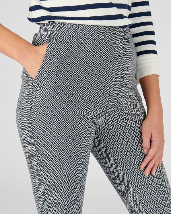 Pull-on broek, wijd model in jacquardtricot met stretch