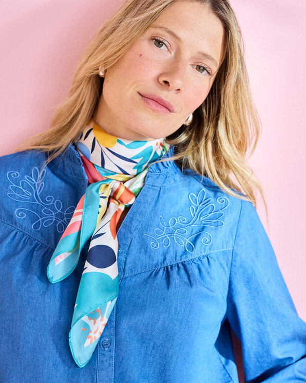 Foulard sjaal bloemmotief satijneffect