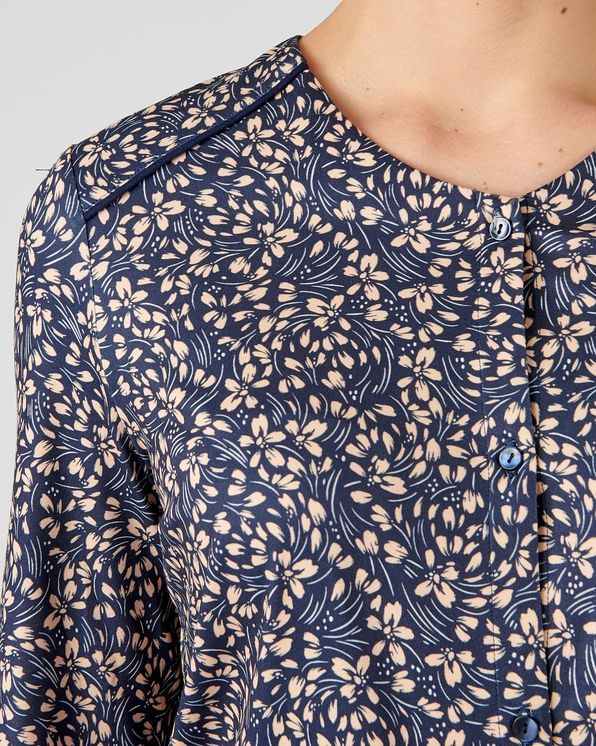 Blouse in warm tricot met print, gerecycleerde vezels