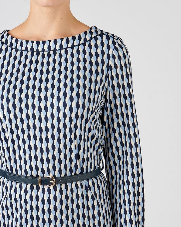 Grafische jurk in gerecycleerd stretchtricot
